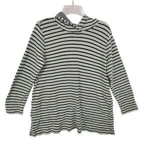 J. Jill Women's Long Sleeve Hooded Top Striped  Black and White Size M